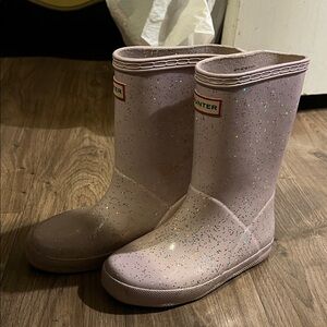 Hunter Pink Glitter Kids Rain Boots